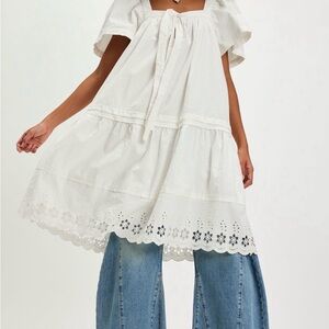 Free People Baldwin Midi White Eyelet Dress